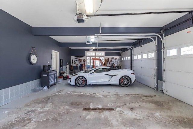 garage with a garage door opener