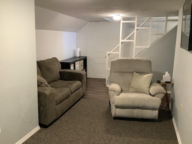 3322 Parade St, Erie, PA 16504 - living room featuring baseboards and vaulted ceiling
