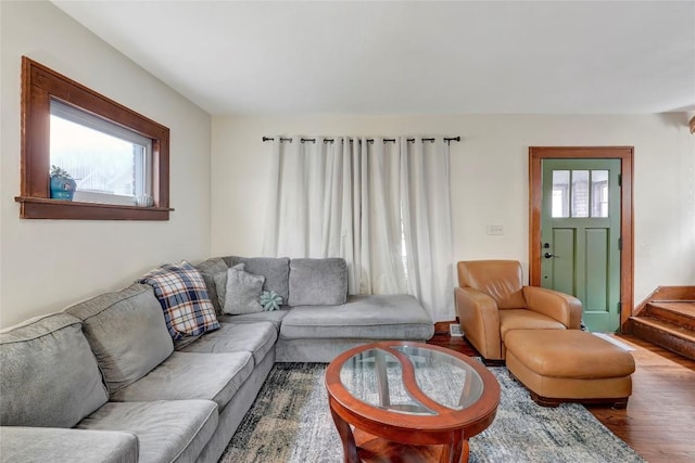 living room with hardwood / wood-style flooring