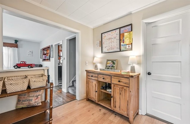 406 Spring St, Jamestown, PA 16134 - hall with light wood-type flooring and stairs