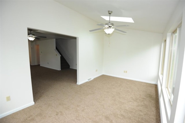 4140 Wood Hills Dr Unit C44, Erie, PA 16510 - spare room featuring vaulted ceiling, carpet flooring, a ceiling fan, and baseboards