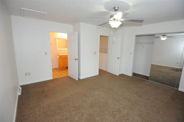 4140 Wood Hills Dr Unit C44, Erie, PA 16510 - unfurnished bedroom with carpet floors, a closet, attic access, ceiling fan, and baseboards