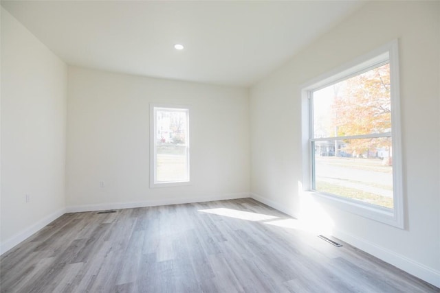 empty room featuring plenty of natural light and light wood-type flooring