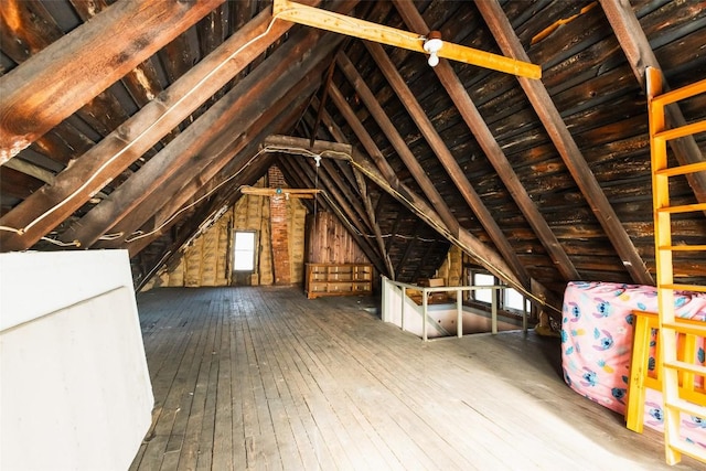 view of unfinished attic