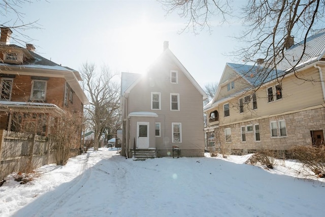 view of snow covered property