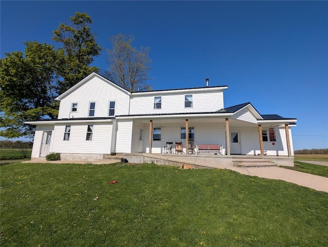 15916 Airport Rd, Linesville, PA 16424 - back of property with covered porch and a lawn