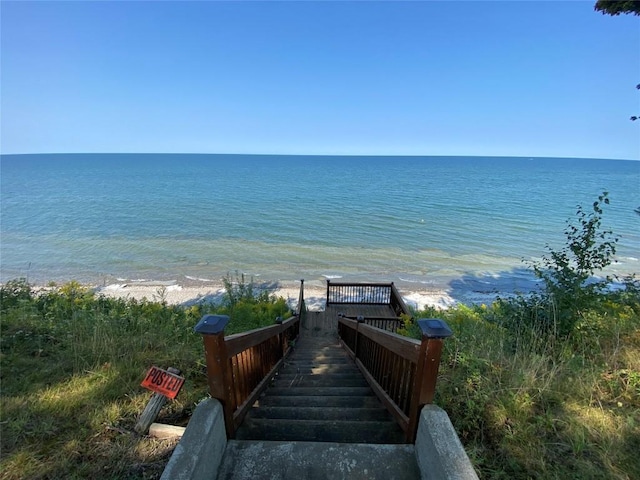 property view of water with a beach view