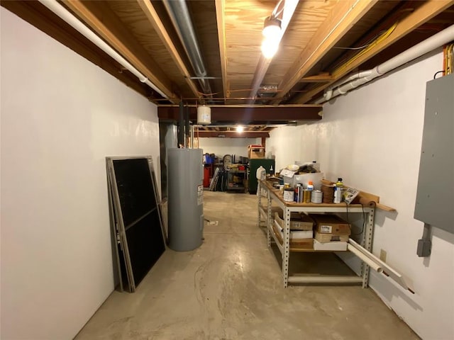 basement with electric water heater