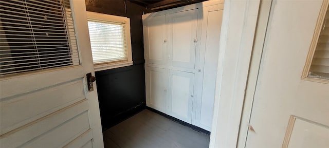 doorway featuring wood finished floors