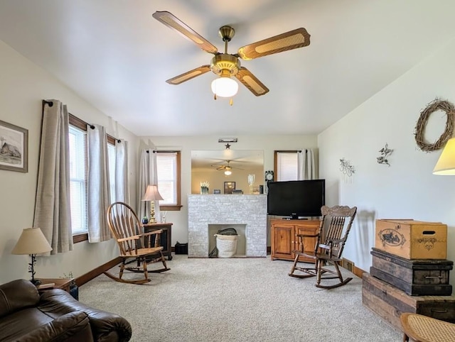 933 E 31st St, Erie, PA 16504 - living area featuring ceiling fan, plenty of natural light, and carpet floors