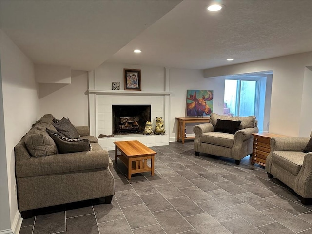 6170 Mistletoe Ave, Fairview, PA 16415 - living area featuring recessed lighting and a tile fireplace