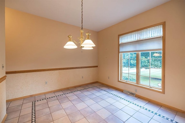4031 Zimmerly Rd, Erie, PA 16506 - spare room with a chandelier, light tile patterned floors, and inlaid floor details