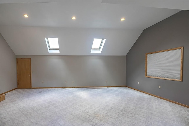 4031 Zimmerly Rd, Erie, PA 16506 - bonus room featuring a skylight, lofted ceiling, carpet flooring, and recessed lighting