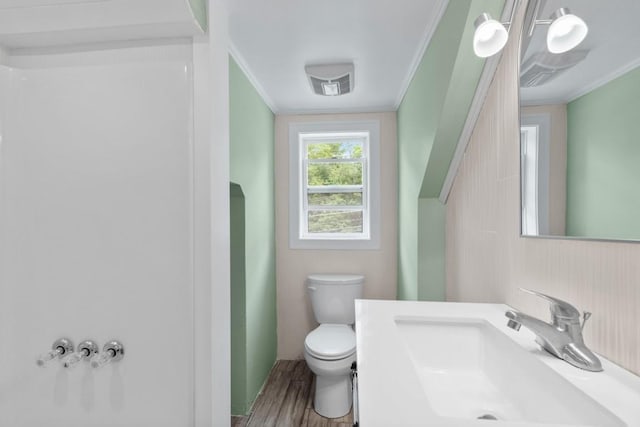 20527 Baird Rd, Meadville, PA 16335 - bathroom featuring crown molding and wood finished floors