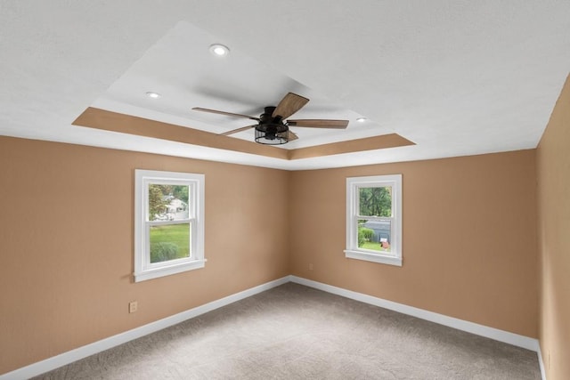 20527 Baird Rd, Meadville, PA 16335 - spare room featuring a raised ceiling, ceiling fan, carpet, and recessed lighting