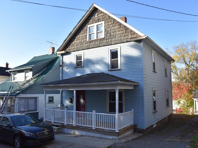 view of front of home featuring covered porch