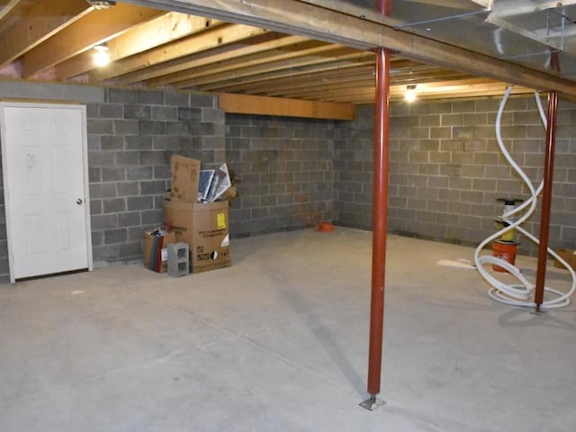 view of unfinished basement