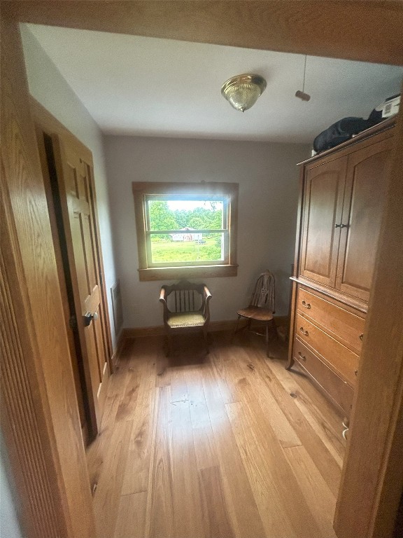 interior space with light hardwood / wood-style floors