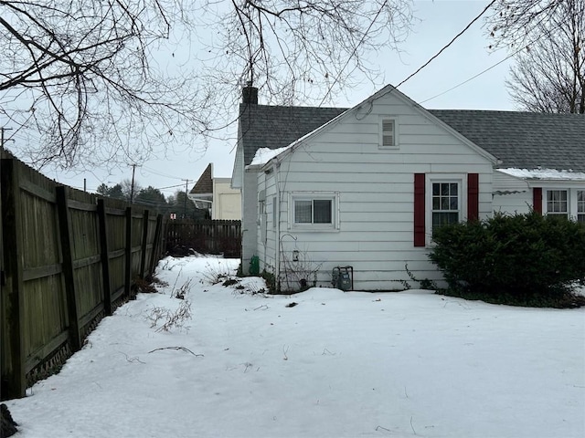 view of snow covered exterior