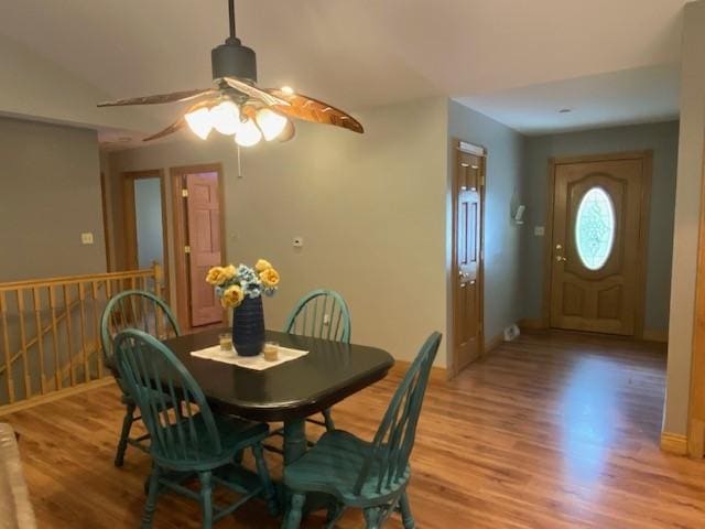 2156 Depot St, Waterford, PA 16441 - dining space with ceiling fan, light wood-type flooring, and baseboards