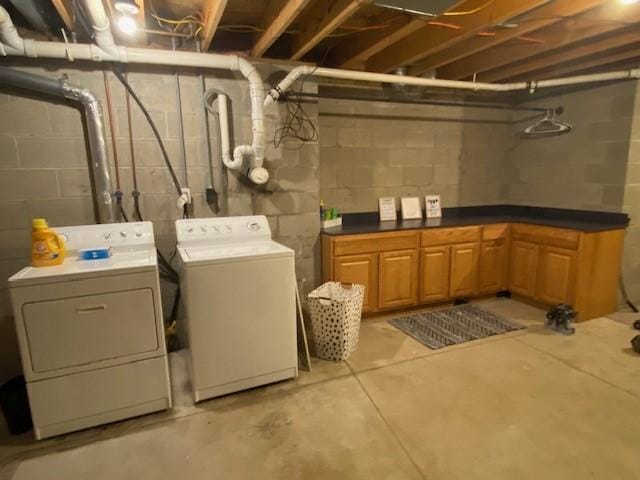 2156 Depot St, Waterford, PA 16441 - laundry area with washing machine and dryer and cabinet space