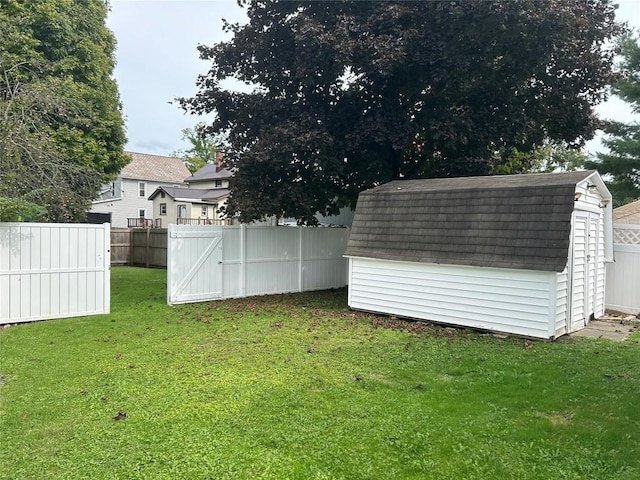 view of yard with a shed