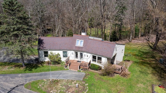 5130 W Stancliff Rd, Mckean, PA 16426 - view of front facade with a view of trees, a front yard, and a deck