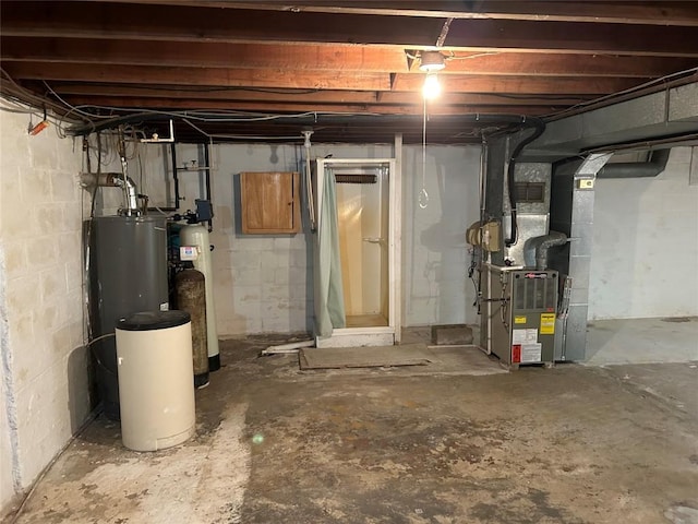 basement with heating unit