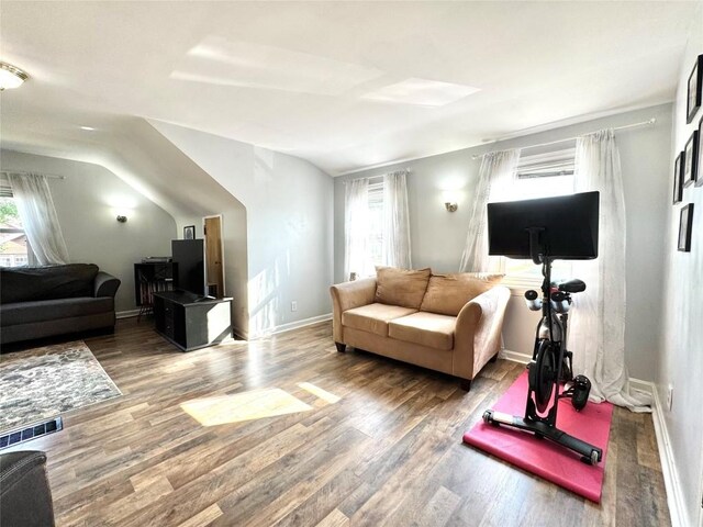 3524 French St, Erie, PA 16504 - living area featuring wood finished floors and vaulted ceiling