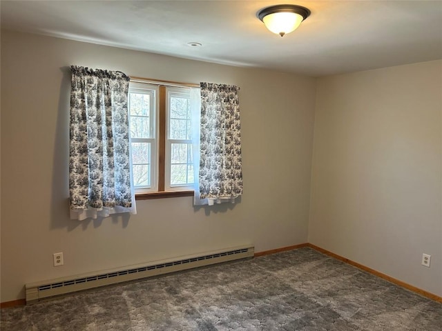 6848 6th Hwy, Linesville, PA 16424 - empty room featuring baseboard heating, baseboards, and carpet flooring