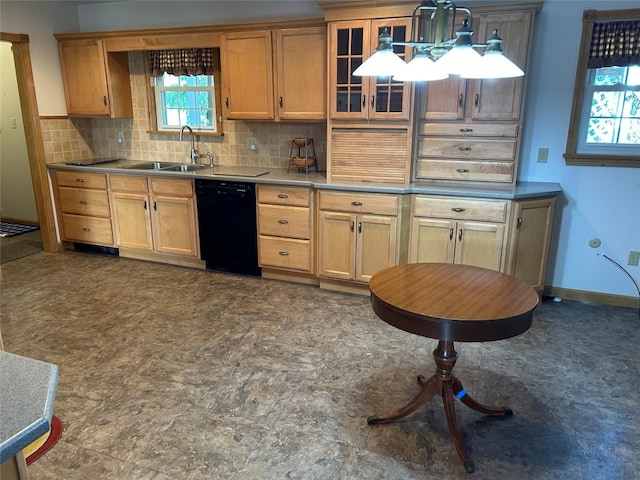 6848 6th Hwy, Linesville, PA 16424 - kitchen with dishwasher, decorative backsplash, a sink, and plenty of natural light