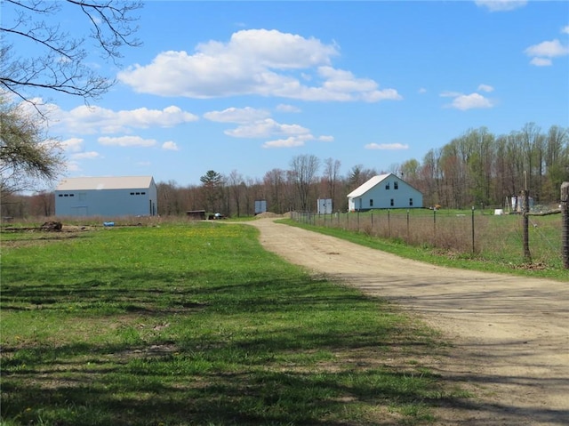 view of street with a rural view