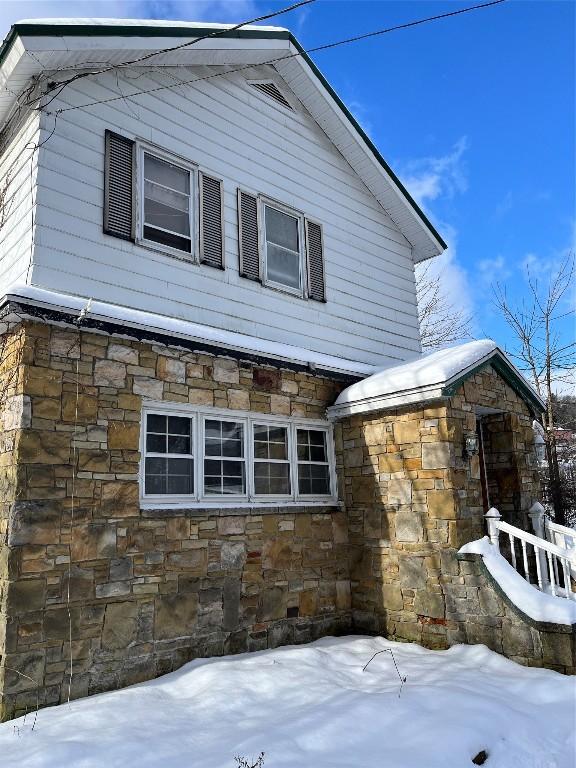 view of snow covered exterior