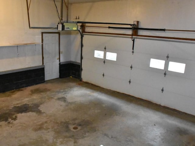 garage with a garage door opener