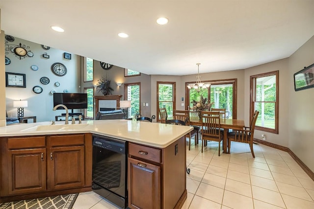 10170 Tiger Lily Ln, Waterford, PA 16441 - kitchen featuring dishwasher, a sink, recessed lighting, light countertops, and light tile patterned flooring