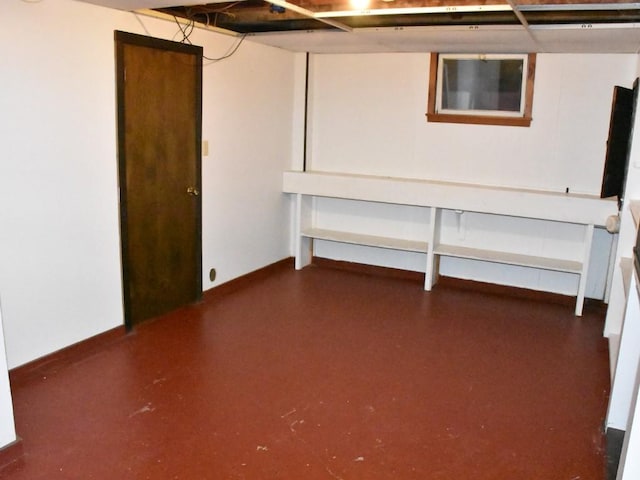 view of finished basement