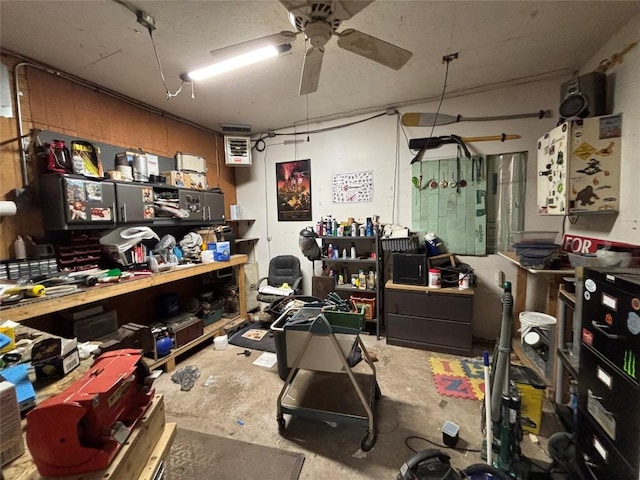 9967 Smith St, Lake City Borough, PA 16423 - interior space with a workshop area, ceiling fan, and concrete floors