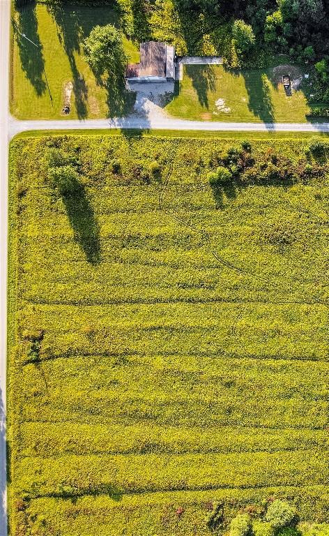 birds eye view of property with a rural view