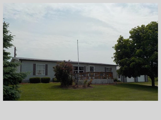 10687 Carris Rd, Ripley, NY 14775 - view of front facade featuring a wooden deck and a front lawn