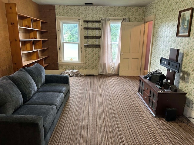 living room with carpet flooring