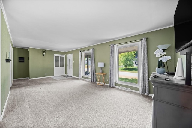 5243 W 53rd St, Fairview, PA 16415 - unfurnished living room featuring carpet and ornamental molding