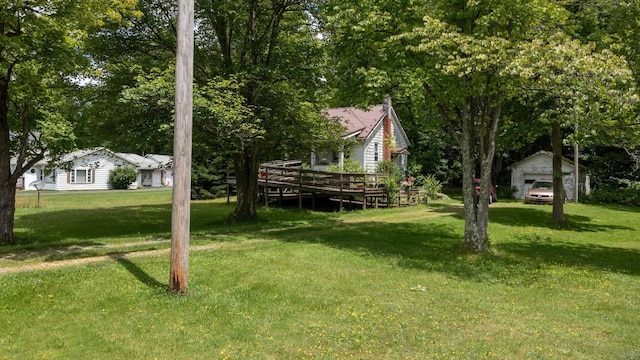 view of yard with a deck