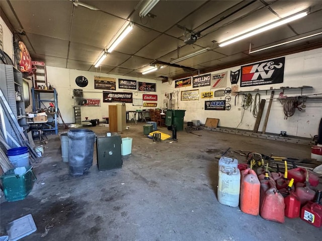 garage featuring a workshop area