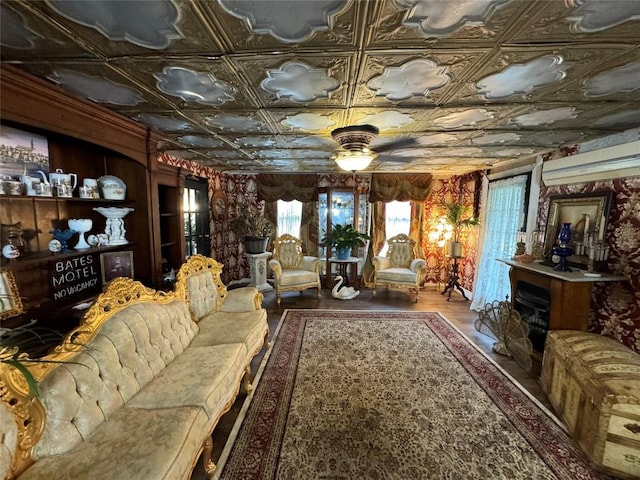 living area featuring hardwood / wood-style flooring