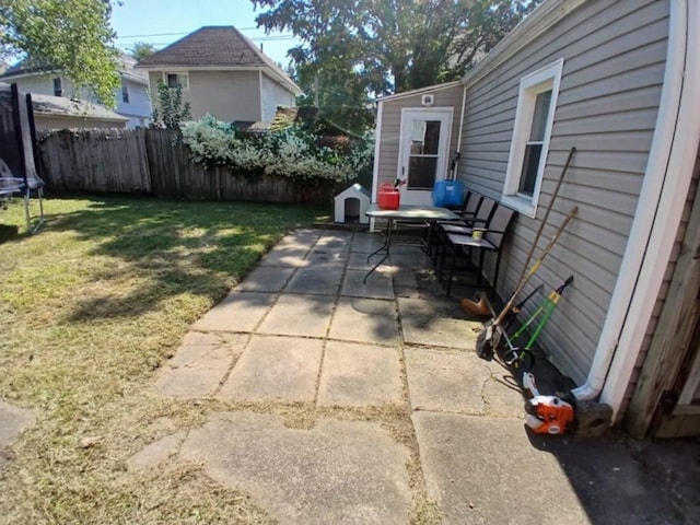 view of patio featuring a trampoline