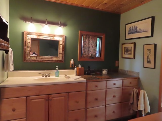 1900 Navaho Rd, Jamestown, PA 16134 - bathroom with wooden ceiling and vanity