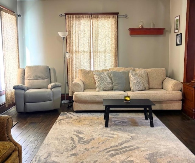 living area featuring dark wood finished floors