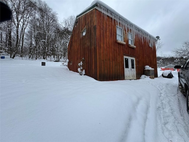 view of snowy exterior