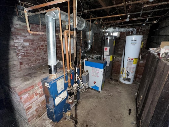 utility room featuring water heater