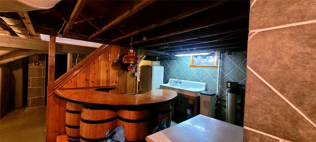 basement with sink